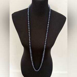 Long Navy Beaded Strand Necklace - Women Jewelry